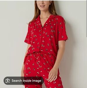 Sleep Chic Womens Short Sleeve 2-pc. Pant Pajama Set red dogs large